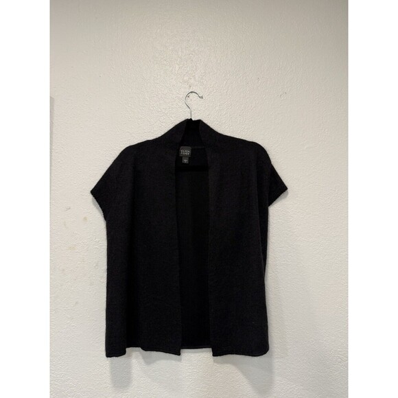 Eileen Fisher Wool Mohair Blend Open Front Cardigan Sweater Black Size Small - Picture 1 of 7